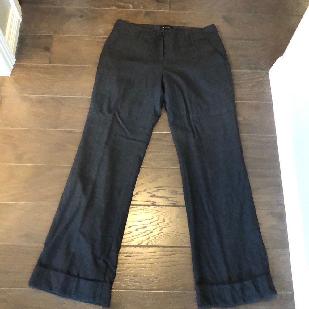 Dark grey cuffed suit pants